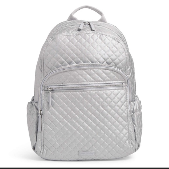Vera Bradley NWT Iconic Campus Backpack Silver Original $145 Giftable - Picture 1 of 1